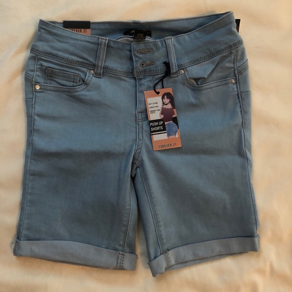 Forever 21, Light Wash Jean Shorts above the knee